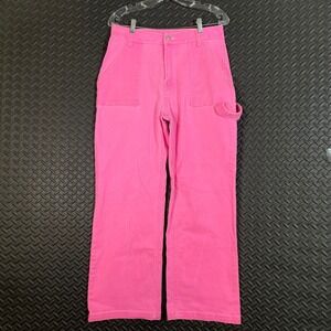 American Bazi Hot‎ Pink Wide Leg Size 13 Womens High Waisted Denim Jeans